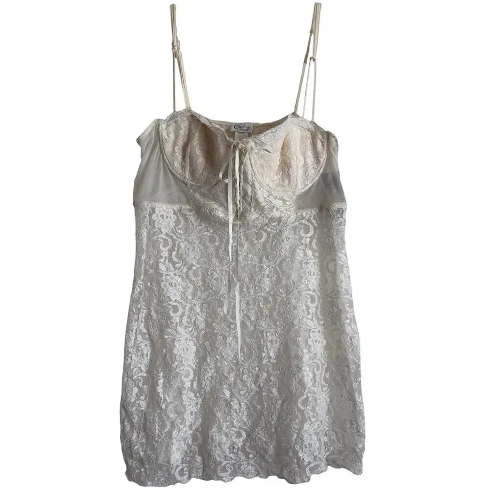 Vintage Y2K Cinema Etoile Ivory Cream Lace Bridal Chemise Lingerie Size XL NWT